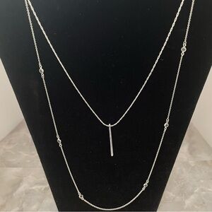Nine West layered bar necklace with rhinestone accents. 36 inches. Minimalist